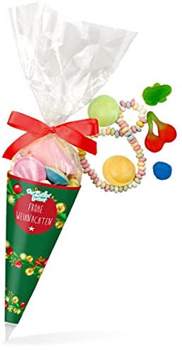 Zuckertüte Frohe Weihnachten – bunter Süßigkeiten-Mix für die Weihnachts-Zeit, süße Geschenk-Idee