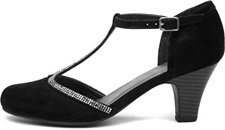 Lilley Vivien Womens Black T-Bar Court Shoe - Size 5 UK - Black