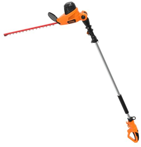 GARCARE Electric Hedge Trimmer Corded with Extension Pole 18 Inch Dual-Action Laser Blade Bush Trimmer 600W, 4.8 Amp Garden Trimmers