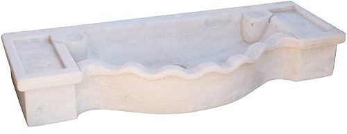 Biscottini Lavandino in marmo 114x45x18,5 cm, Lavandino da esterno e interno, Lavabo da appoggio pietra, Lavandino cucina