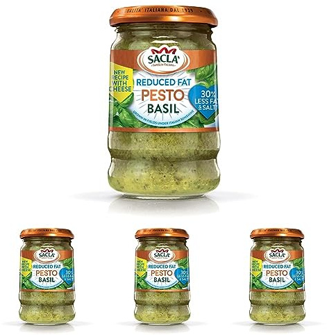 Sacla' Reduced Fat Basil Pesto, 190g (Pack of 4)