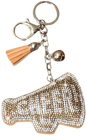 Popfizzy Cheer Schlüsselanhänger Zubehör für Frauen und Mädchen, Strass Cheer Bag Charms, Bling Cheer Geschenke für Cheerleader, Cheer Silver/Gold (Silber), Einheitsgröße