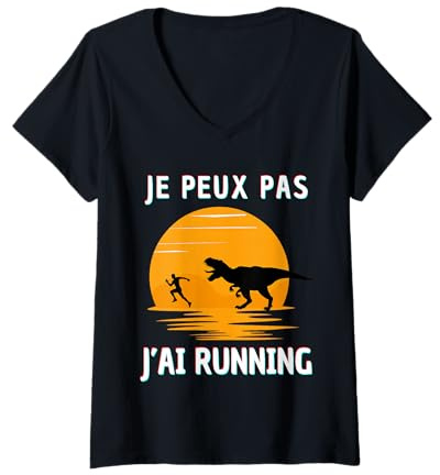 I Love Running. Marathon de course amusant T-Shirt avec Col en V