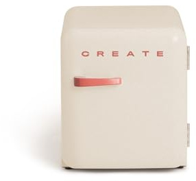 CREATE / RETRO FRIDGE 50 TERRACOTA/Frigorífico blanco roto maneta terracota / 85W, minibar, un estante, diseño retro, 50 cm, dos repisas, capacidad de 48L, bajo consumo, 50x44x49,8 cm