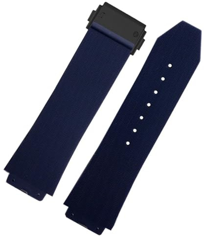 KDEGK FKM fluorosilikonarmband för HUBLOT BIG BANG Silikon 25 * 17mm 26 * 19mm Vattentät herrklockarmband Kedjeklocka Gummiarmband Armband(S Blue-black,25-17mm)