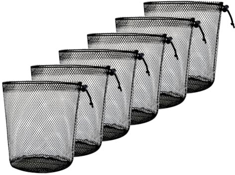 Flintronic 6 Pièces Sacs Filet avec Cordon de Serrage, Sac en Filet Noir Sac en Nylon, Petit Sac de Voyage Sac de Rangement en Mesh, Sac à cordon de serrage pour Tennis Voyage Jouets Cosmétiques