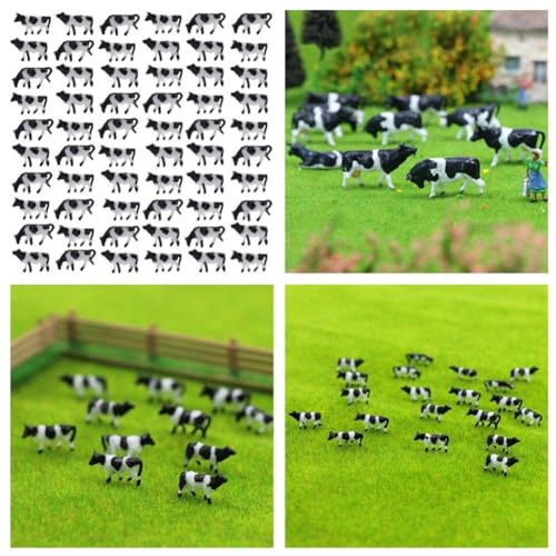 Aprilsunnyzone Lot de 60 figurines de vache à l'échelle N, idéales pour les modèles réduits de chemin de fer et le design, fabriquées en plastique