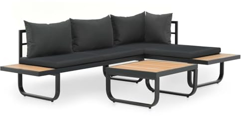 Rantry Set Divano da Giardino 2 pz ad Angolo Cuscini in Alluminio WPC in Legno per Esterni