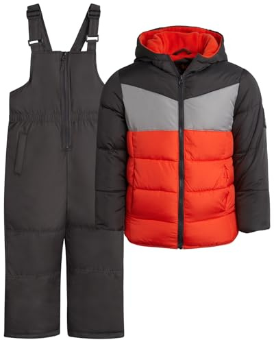 iXtreme Boys Snowsuit Set - 2 Piece Polar Fleece Lined Weather Resistant Insulated Ski Jacket & Snow Bibs Overalls for Boys, Size 4, Charcoal Ash