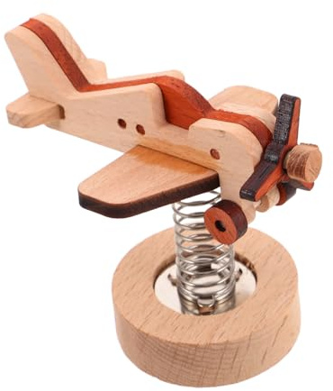 TOYANDONA Kit Modèle Avion Bois à Assembler avec Base à Ressort Éducatif DIY pour Garçon Fille Décoration Bureau Maison et Voiture Jeu Créatif Familial avec Mouvement Oscillant