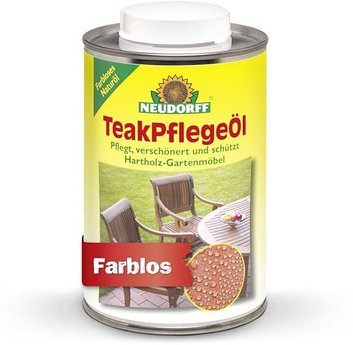 Neudorff TeakPflegeÖl – Pflegt, verschönert und schützt Hartholz-Gartenmöbel, Zäune und weitere Hölzer im Außen- und Innenbereich, farblos, 500 ml