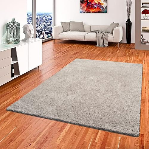 Palace Hochflor Shaggy Teppich Grau in 24 Größen