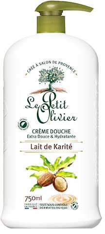 LE PETIT OLIVIER - Crème Douche Extra Douce & Hydratante - Lait De Karité - Pour Toute La Famille - PH Neutre Pour La Peau - Sans Savon, Sans Colorant - Fabriqué En France - 750 ml