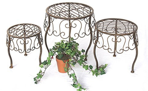 DanDiBo Taburete Juego de 3 Flores Soporte 140129 Planta Soporte Taburete Mesa Auxiliar