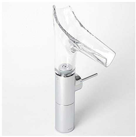 Hansgrohe AXOR Starck V Single Lever washbasin Mixer 220 with Glass spout for washbowls with Waste Set; Color: Chrome