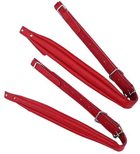 Wakects Akkordeongurte Gepolsterte, Verstellbare Akkordeongurte Bassgurte PU-Schultergurte für 16 Bis 120 Bässe(Rot)