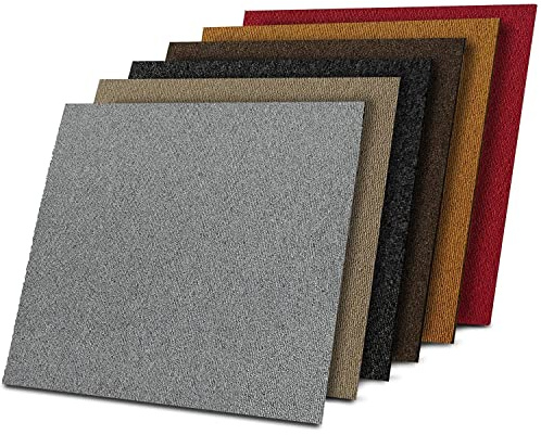 casa pura Carpet Tile Set - Carpet Squares 50x50cm | Lyon | Premium Vinyl-Back Flooring | Non-Slip | Excellent Insulation | Office, Home, Hotel | Dark Grey - 24 Pieces - 6m²