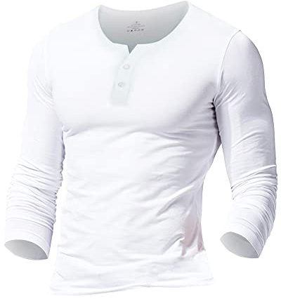 Hombres Casual Manga Corta Camiseta Soltero Botón Abertura Llano v Cuello Camisas Algodón Style B Blanco L