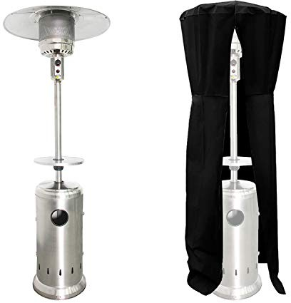 Happy Garden Parasol Chauffant Oslo - Chauffage d'extérieur au gaz INOX + Housse de Protection et Table d'appoint