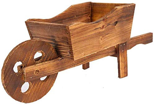 Multifunction Wooden Wheelbarrow Planter Ornamental Wood Flower Cart Ornament Garden Planters for Garden Outdoor Patio Plant