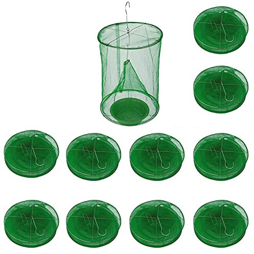 Piège à Mouches de Ranch Mouche Cage Réutilisable Attrape Mouche Age de piégeage pour Insectes en extérieur avec piège à Aliments Extérieur pour fermes/Restaurants/Parcs (10 Pack) (10pc)