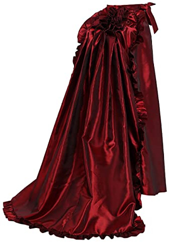 COSDREAMER Abito da Donna in Stile Vittoriano Sottoveste Gotico Steampunk con Volant basilea Gonna, Rosso, L (Plus) (Tall)