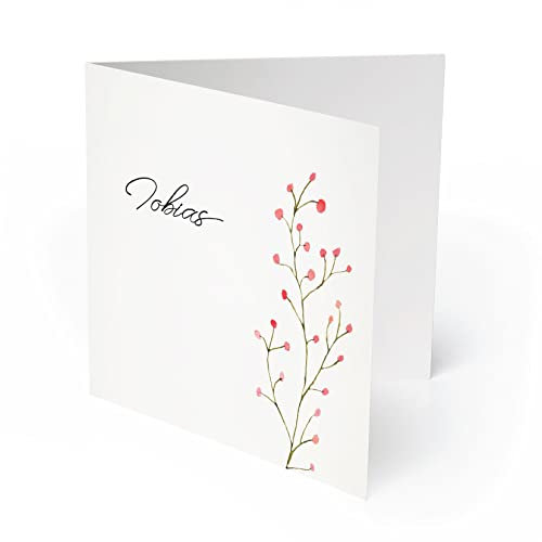 (10 x) Geburtskarten Danksagungskarten Geburt Baby Karte Dankeskarte Jungen - Beeren