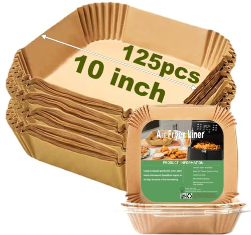 10 Inch Largest Square Air Fryer Disposable Paper Liner, XXL 100Pcs Air Fryer Parchment Liners for 8QT or Bigger Air Fryer, Non-stick, Food Grade Baking Paper for Frying, Roasting and Microwave