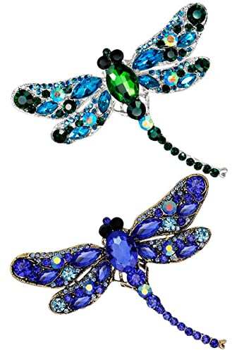 Nifocc Broches de Libélula con Diamantes de Imitación, Broche de Libélula de Cristal, Broche Vintage Elegante para Solapa y Sombreros, Acero Aleado