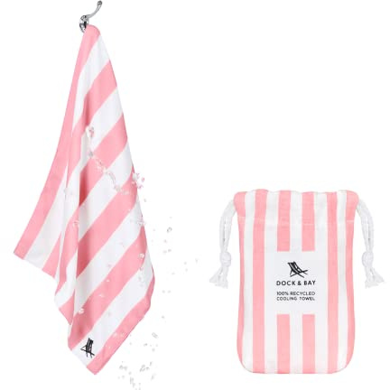 Dock & Bay QuickCool Kühlhandtuch - Für Workouts & Sport - Kühlt auf 15°C - Inklusive Tasche - 25 x 12/ 63x29cm - Cabana - Malibu Pink
