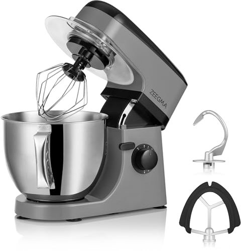 ZEEGMA Planeet MIX - Amasadora (1800 W, robot multifuncional con cuenco de 5 L, con asa y tapa, 8 velocidades, incluye panel táctil de 3 piezas) (Red)