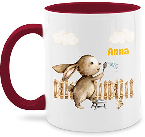 Tasse Tassen 325ml - Ostergeschenke - Süßer Hase Kinder - 325 ml - Bordeauxrot - personalisierte hasen ostertasse ostern osterhase oster-tassen oster name osterhasen easter osterngeschenke