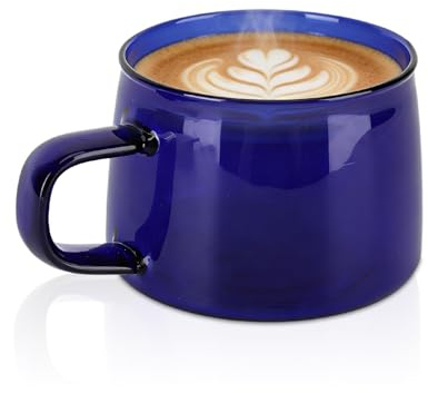HERCHR Glass Coffee Mugs, Wide Mouth Double Walled Glass Coffee Mugs with Handle Clear for Latte Cappuccino Hot Chocolate Tea and Juice