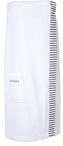 Schiesser Toalla de sauna Roma de rizo para mujer Curvy Plus Size | 100% algodón de producción sostenible | suave, absorbente, 3 posiciones ajustables | 46 – 52 | blanco