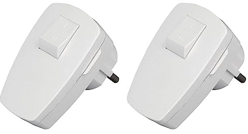 Kopp Schutzkontakt-Stecker mit Schalter, 1 Stück, arktis/weiß, 170402006 (Packung mit 2)