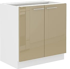 Kuechen-preisbombe Unterschrank 80 Lara Cappuccino Hochglanz + Weiß matt Küchenzeile Küchenblock
