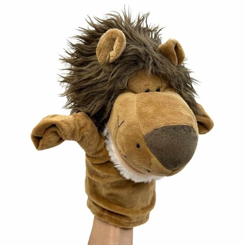 PLAYZOCO Löwen-Handpuppe, Fingerpuppe, pädagogisches Spielzeug, Material aus Baumwolle und Plüsch, Größe 25 cm, Design Löwe