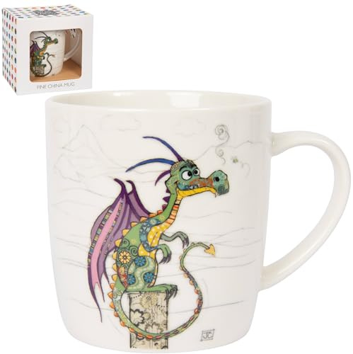 Lesser & Pavey Kaffeetasse in britischem Design, Keramikbecher für Zuhause oder Arbeit, große Tassen für heiße Getränke, Drachen-Tasse, Tee- und Kaffeetassen – Käferkunst