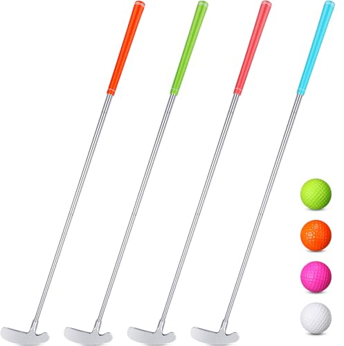 RoundFunny 4 Sets Golf putters for Men Women Mini Two-Way Golf Putter with 4 Practice Balls Putter for Right Left Handed Golfers Detachable Grip Clubs Set