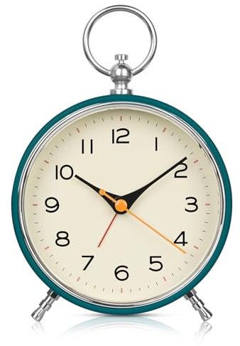 Wecker Analog Ohne Ticken, Retro Doppelglockenwecker mit Naghlight Runde Retro-Wecker Batteriebetriebene Uhr Wecker Laut für Tiefschläfer, Kinder, Senioren