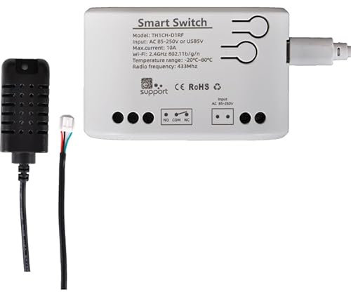 Cloud Even regolatore di temperatura e umidità wireless, con interruttore a relè intelligente, contatto secco modulo,funziona con Alexa Google Assistant,ewelink app,10a/85-250v