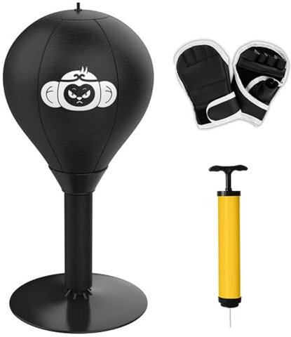 Stress Buster Punching Bag, Punchingball Tisch, Antistress Mini Tisch-Boxsack mit Starkem Saugnapf, Tisch Sandsack Boxsack, Boxbirne, Desktop Punching Bag für Kinder Erwachsene (B-Erwachsene Set)