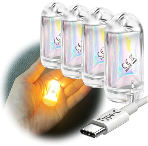 SROOS Lot de 4 mini lanternes torches LED, lampe de poche LED petite rechargeable étanche EDC porte-clés pour camping, lampe torche magnétique portable petite en bâton (4 pièces, blanc chaud)