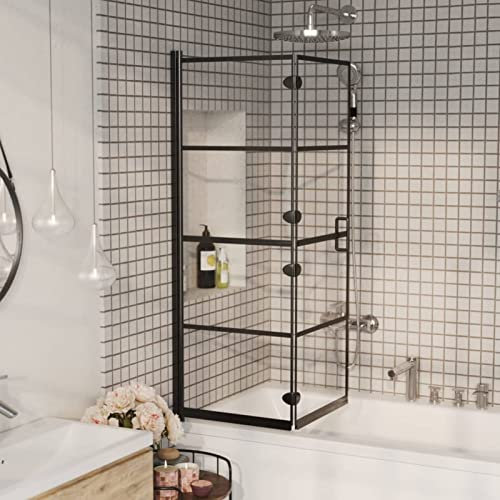 ARKEM Faltbare Duschkabine ESG 100x140 cm Schwarz Dusche Komplett Duschkabine VerküRzte Seitenwand - 150744