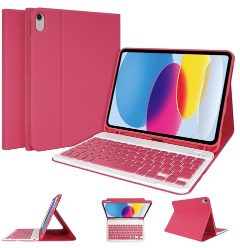 LAMA Bluetooth Keyboard Case for iPad A16 11 & 10th Gen 10.9 | Detachable Keyboard Folio Cover with Pencil Holder, Full Protection, Adjustable Viewing Angles, Auto Sleep/Wake, UK Layout