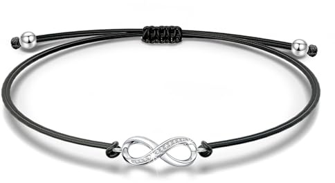 Braccialetto con simbolo dell'infinito, regolabile in titanio intrecciato a mano, amicizia, regalo per ragazzi o ragazze, bigiotteria argento, 12