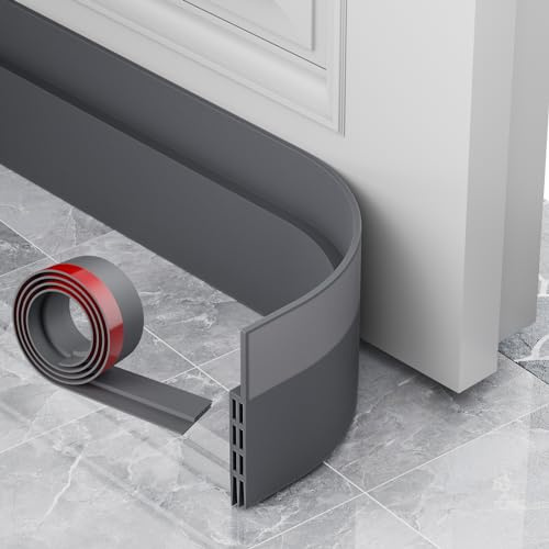 AOTUAO Boudin de Porte Isolant Froid, 500 X 5 CM Bas de Porte Isolant anti Froid, Idéal pour Anti le Bruit Humidité Poussière Cafard Insectes (Gris)