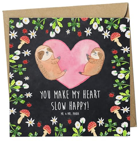 Mr. & Mrs. Panda Grußkarte Faultiere Herz - Geschenk, Valentinstag, doppelkarte, anlasskarte, Freundin, faltkarte, für, Frauen, Hochzeitstag, Klappkarte, Jahrestag, Partner, Glückwunschkarte