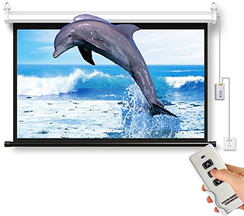 Electric Motorised Projector Screen Portable Projection Screen 160°Viewing Cone for Home Theater Cinema Indoor - Remote Control Included