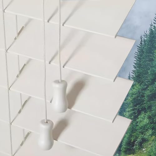Eiauiuo Holzjalousien Innen/Außen Horizontale Jalousie Wasserdicht Jalousette mit 50mm Lamellen Verstellbar Sonnenschutz Verdunkelungs Fensterjalousien Sichtschutz Rollos für Heim Büro(150x290cm)